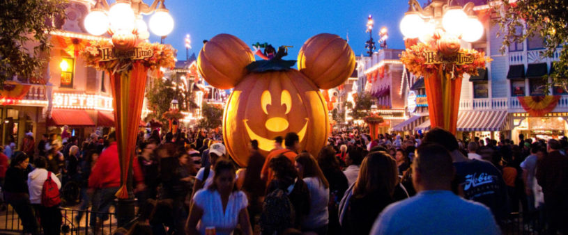 Disneyland Halloween crowds walking
