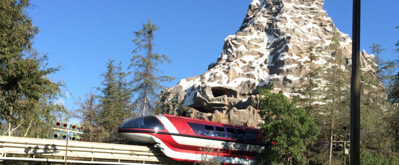 Matterhorn ride and monorail at Disenyland park